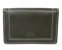 Coach Brown Leather Card ID Case Snap Closure Slim Unisex Holder