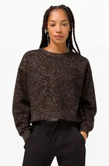 Lululemon Perfectly Oversized Crop Crew Wild Thing Camo Brown Earth Multi Size 8