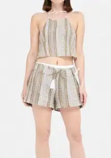 House of Harlow 1960 x Revolve linen embroidered shorts & crop top matching set