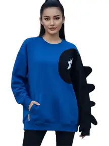 GENANX. Asymmetrical Color Sleeve Stereoscopic Lightning Dinosaur.