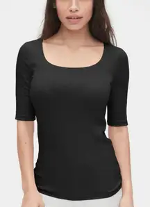 GAP Supima Cotton Square Neck Modern T-Shirt (black) - Large Tall