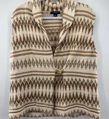 Chaps Womens Sleeveless Toggle Sweater Vest 100% Cotton Southwest Western XL Tan