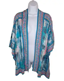 Tolani Nwt Raelyn Kimono Open Wrap Blue Tie Dye Coverup Size LP