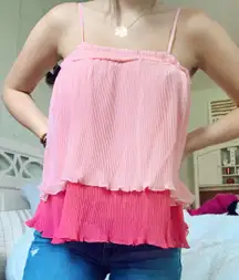 Pink Lily Ombre Crinkle Tank Top