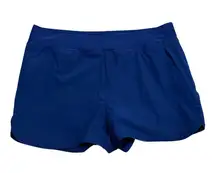 Lands End Womens Sz 16 Blue Swim Shorts Elastic Waist Pockets built in Swimsuit