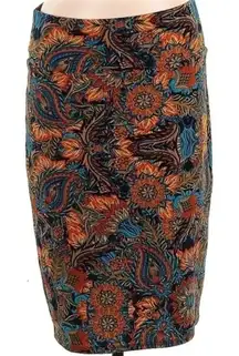 LuLaRoe Fiery Paisley Floral Fall Print Cassie Pencil Skirt Size M Medium