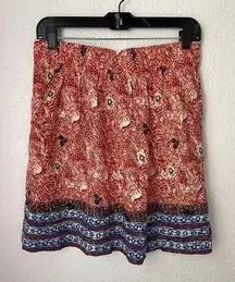 Cabi Bella Batik Womens Skirt Size Medium Blue Red Bohemian Festival Lightweight