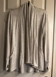 Athleta Light Gray Cardigan with Thumb Holes