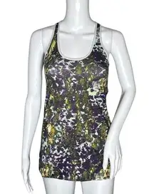 Lululemon Shirt Women 6 Green Floral Sport Cool Racerback Tank Gym Athleisure