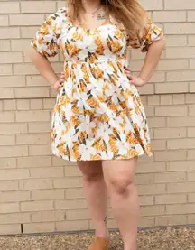 White And Yellow Floral Dress