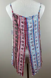 1. State Top Women Medium Split Back Tank Print High Low Cami Summer‎ Sleeveless