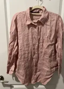 Zara Linen Button Down Shirt Red Size Large Craft