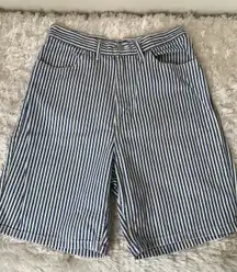 Vintage High Waist Blue Striped Jean Shorts 29" waist Fisherman Core