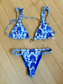 Blue Patterned Bikini Set