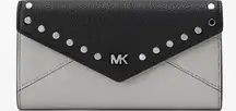 Michael Kors Studded Envelope Wallet – Black & Gray – Size Medium