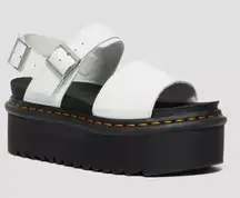 Dr. Doc Martens Women's Voss Leather Strap Platform Sandals White NWOT Sz 9 Y2K