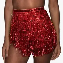 Tassel Skirt Womens Red Tassle Party Sequin Glitter Fringe Belly Dance Rave A5