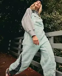 Free People Movement Hit the Slopes Salopette Size M NWT Mint Geo Snow Bib