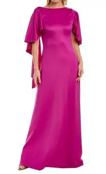 NWT Black Halo Eve Lauren Berman $525 Lotus Gown Magenta neoprene evening dress