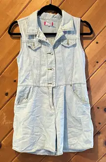 Vintage Y2K espirit denim shorts button up front romper