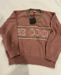 Trendy 'Be Cool' Sweater in Mauve and Olive Size M By