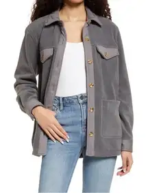 NWT Blank NYC Fleece Shacket Plush Cozy Soft Gray Shirt Jacket Size Small NEW