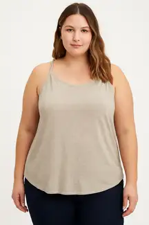 Melrose and Market Women's 1X Heather Gray Braided Strap Tank Top NWT Plus Size