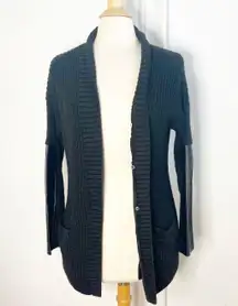 Michael Kors  Open Cardigan Sweater Jacket Coast Extra Small XS Black Chunky Knit