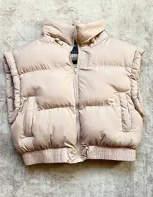 Puffer Vest Tan Zip Up