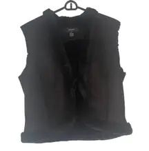 Alfani Women's Size XL Black‎ Faux Suede & Fur Tie Vest
