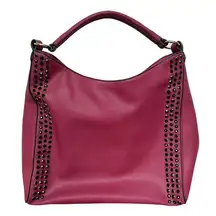 Acqua di Perla Burgundy Shoulder Hobo Bag - Studded Design