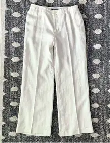 Lauren Ralph Lauren Cream/Off white 100% Linen Fully Lined Wide Leg Pant Size 8