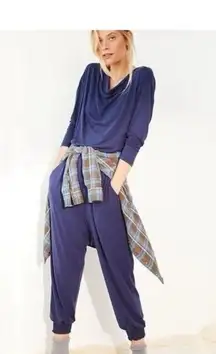 Saturday Sunday Dylan Cowl Neck Jumpsuit Navy S Boho Festival Hippie Lagenlook