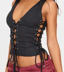 NWT $95 • Pretty Little Things • Black Lace Top • Size 8