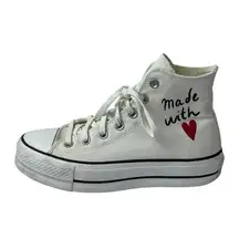 Converse Chuck Taylor All Star Made With Love White Lace Up Sneakers Shoes Sz 7