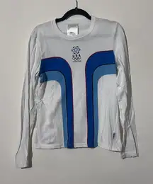 2006 Olypmics Women's White and Blue Shirt size large