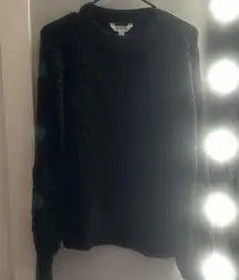 Black open collar sweater