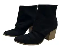 Kaari Blue Black Perforated Ankle Boots Women’s 8 | Block Heel Booties