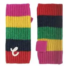 Coach Colorblock Striped Wool Alpaca Blend Arm Warmers