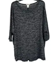 Ultra Freeze Marled Black Sweater Knit Top Dolman Sleeves Slouchy Oversized 2X