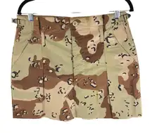 Re/Done Upcycle Skirt Pocket Buttoned Raw Hem Button Fly Brown Beige L