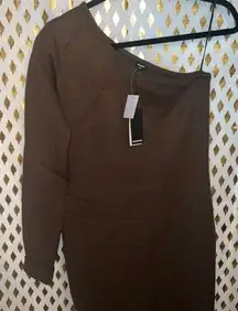 NWT Monrow one shoulder brown tan sweater dress maternity dress size M