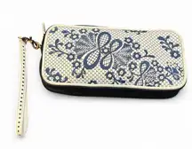 Isabella Fiore blue embroidered wristlet bag