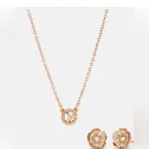 rose gold necklace and earrings set