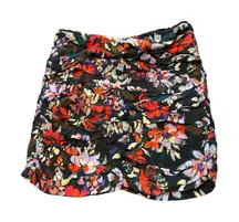 NWT Zara Floral All Over Print Ruched Mini Skirt Size Small