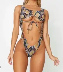 Pretty Little Thing Snake Print Swimsuit size 6