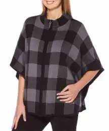 Rafaella Mock Neck Sweater Poncho, Size LP/PG