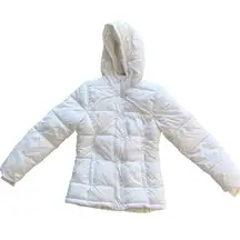 Amazon Essentials Womens Puffer Jacket Hooded White Cozy Warm Size XS