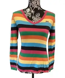 Y2K Le Tigre Striped Rainbow Sweater Preppy Everyday Holiday School