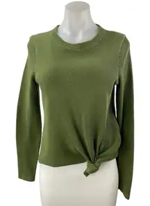 Madewell Elwood Women's Olive Green Rib Knit Knot Long Sleeve Sweater Top Size M